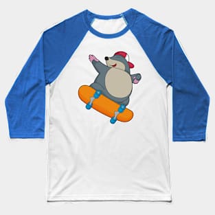 Mole as Skater with Skateboard Baseball T-Shirt